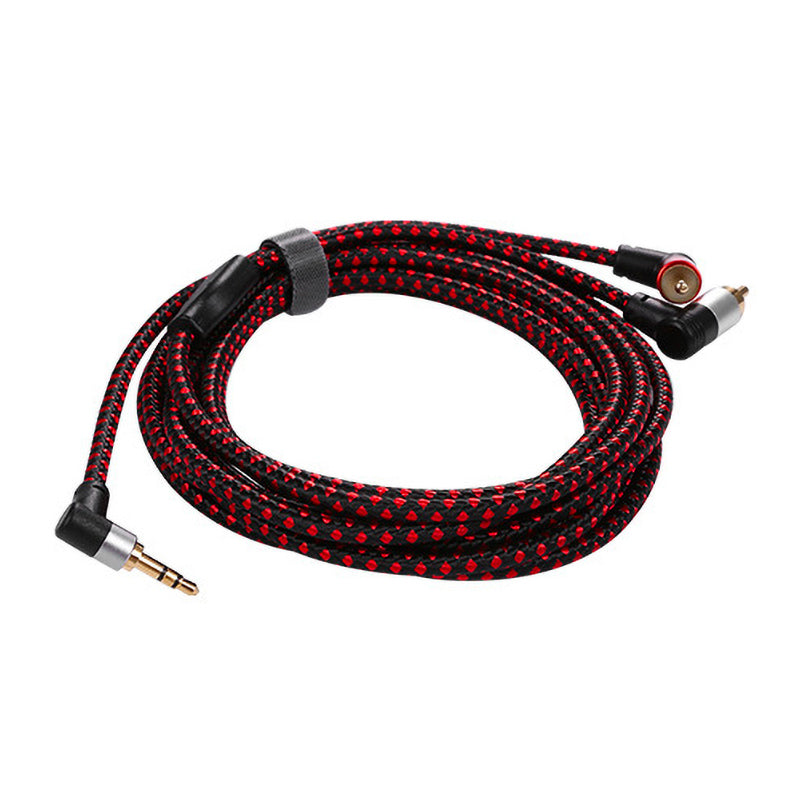 2m 3.5mm to 2 RCA Male to Male Right Angle Splitter Aux Cable for Phone Tablet Laptop