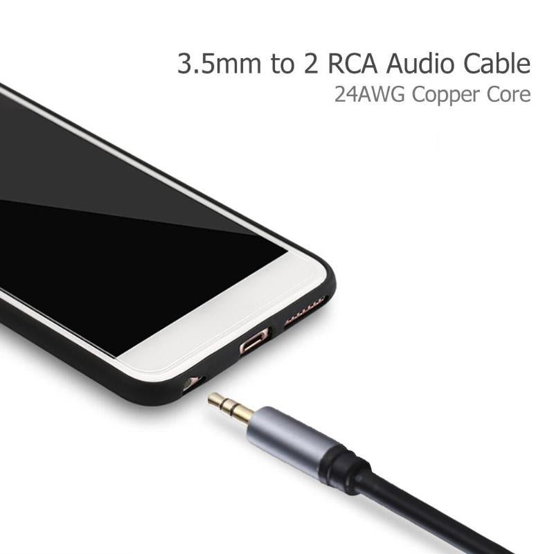 1.8m 3.5mm Male to Dual RCA Male Jack Audio Splitter Cable for Home Audio System