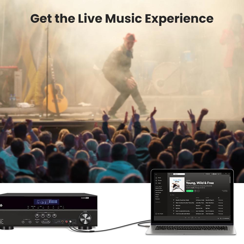 Uniqkart 2m 3.5mm to 2RCA Audio Auxiliary Adapter Stereo 3.5mm Splitter Cable AUX RCA Y Cord for Smartphone Speaker Tablet