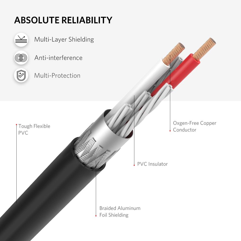 Uniqkart 10547 0.25-Meter 3.5mm AUX Male to 2RCA Female RCA Y-Splitter Audio Adapter Connector Cord for Smartphones/Speakers/Tablets/HDTV/MP3 Players