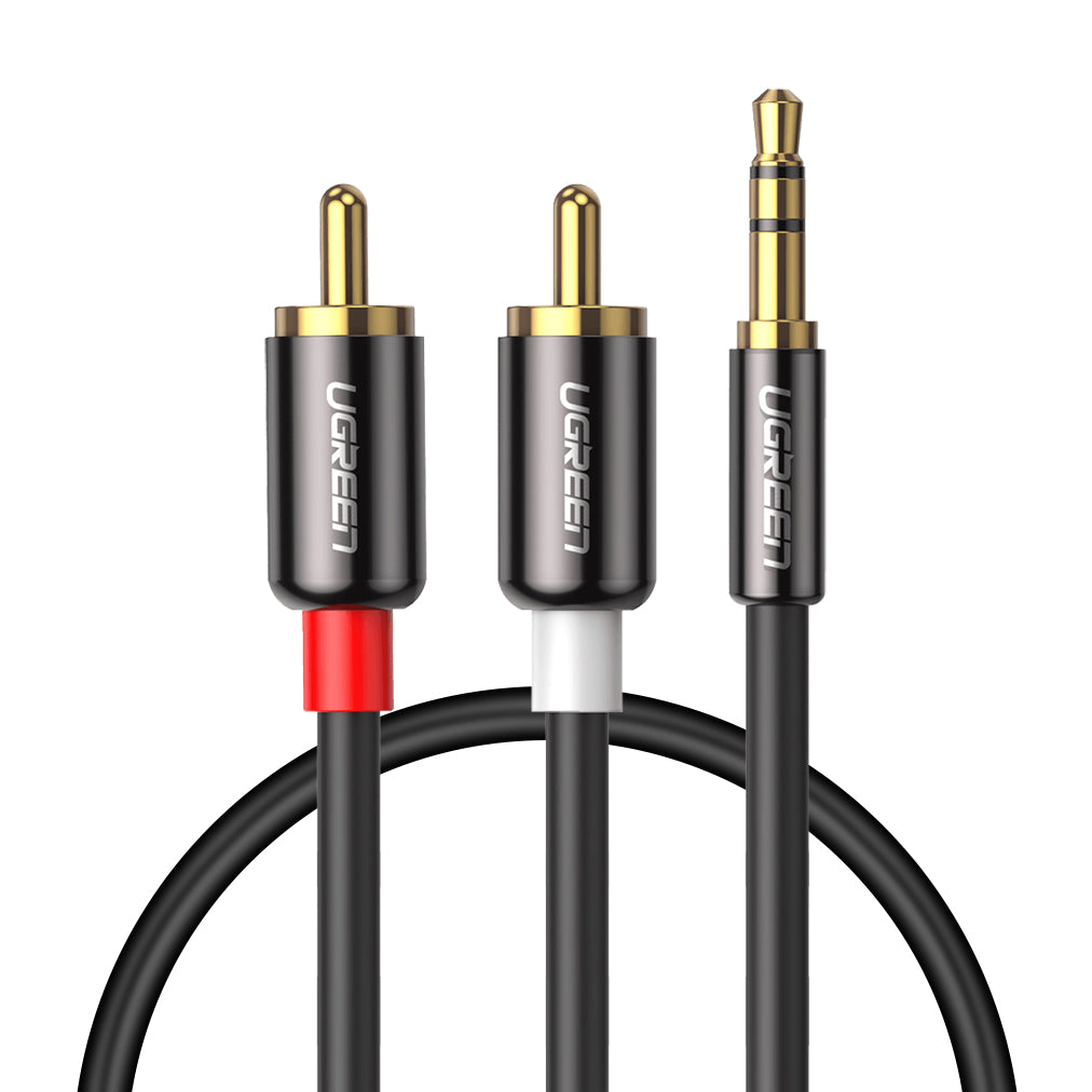 Uniqkart 10749 1-Meter 3.5mm Male to 2RCA Male Stereo Y Splitter RCA Cord for Smartphones/Speakers/Tablets/HDTV/MP3 Players