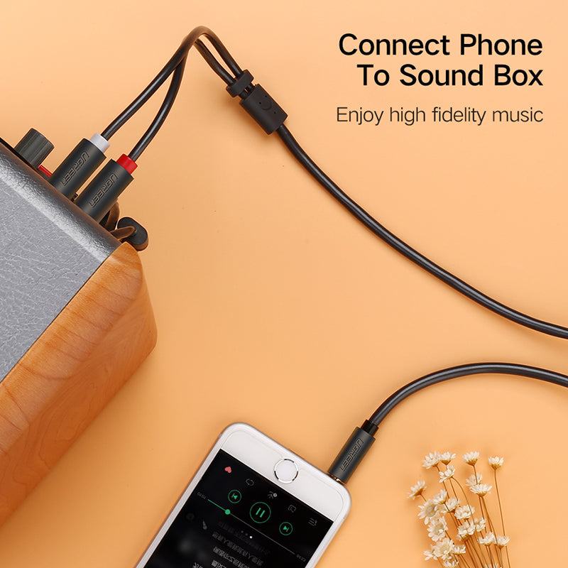 Uniqkart 10510 2-Meter 3.5mm Aux Male to 2RCA Male Y Splitter AUX Audio Cord Gold-Plated Connectors for Smartphones/Speakers/Tablets/HDTV/MP3 Players