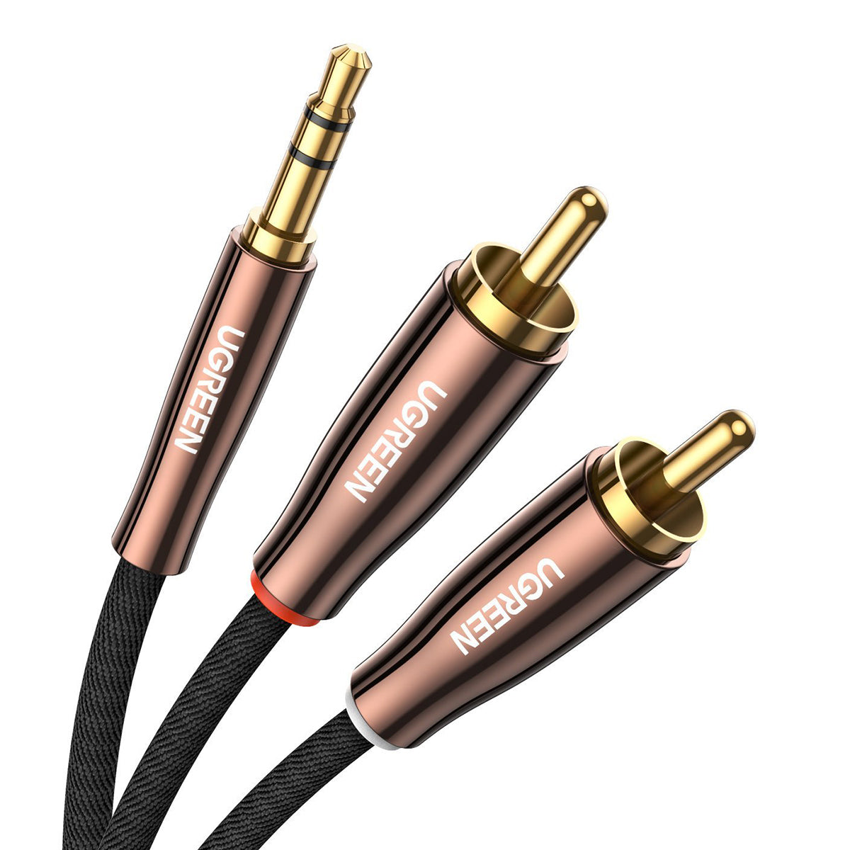 Uniqkart 1.5-Meter 3.5mm Male to 2RCA Male Stereo Audio Cable 24K Gold-Plated Connectors for Smartphones/Speakers/Hi-Fi Amplifier/HDTV/MP3 Players