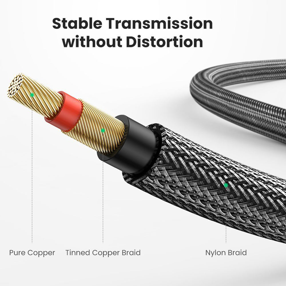 UGREEN 40810 1.5-Meter Straight 6.35mm Male Jack Audio Cord 24K U15 Gold-Plated Connector for Electric Guitar/Bass/Keyboard/Mixer/Amplifier/Amp/Speaker