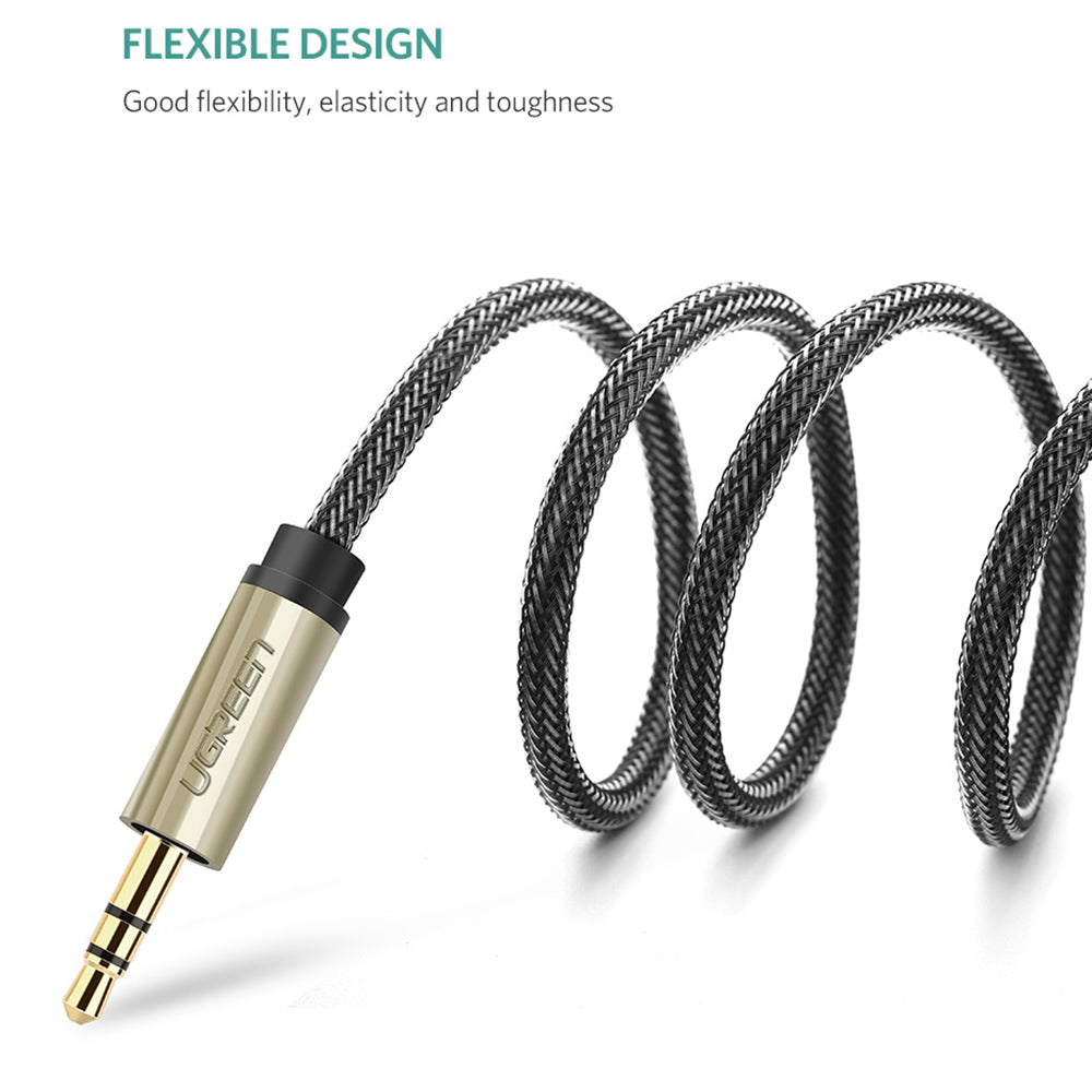 UGREEN 40802 1-Meter 3.5mm 1/8" TRS to 6.35mm 1/4" TS Nylon Braided Audio Adapter Cord for Cellphones/Amplifiers/Home Theater