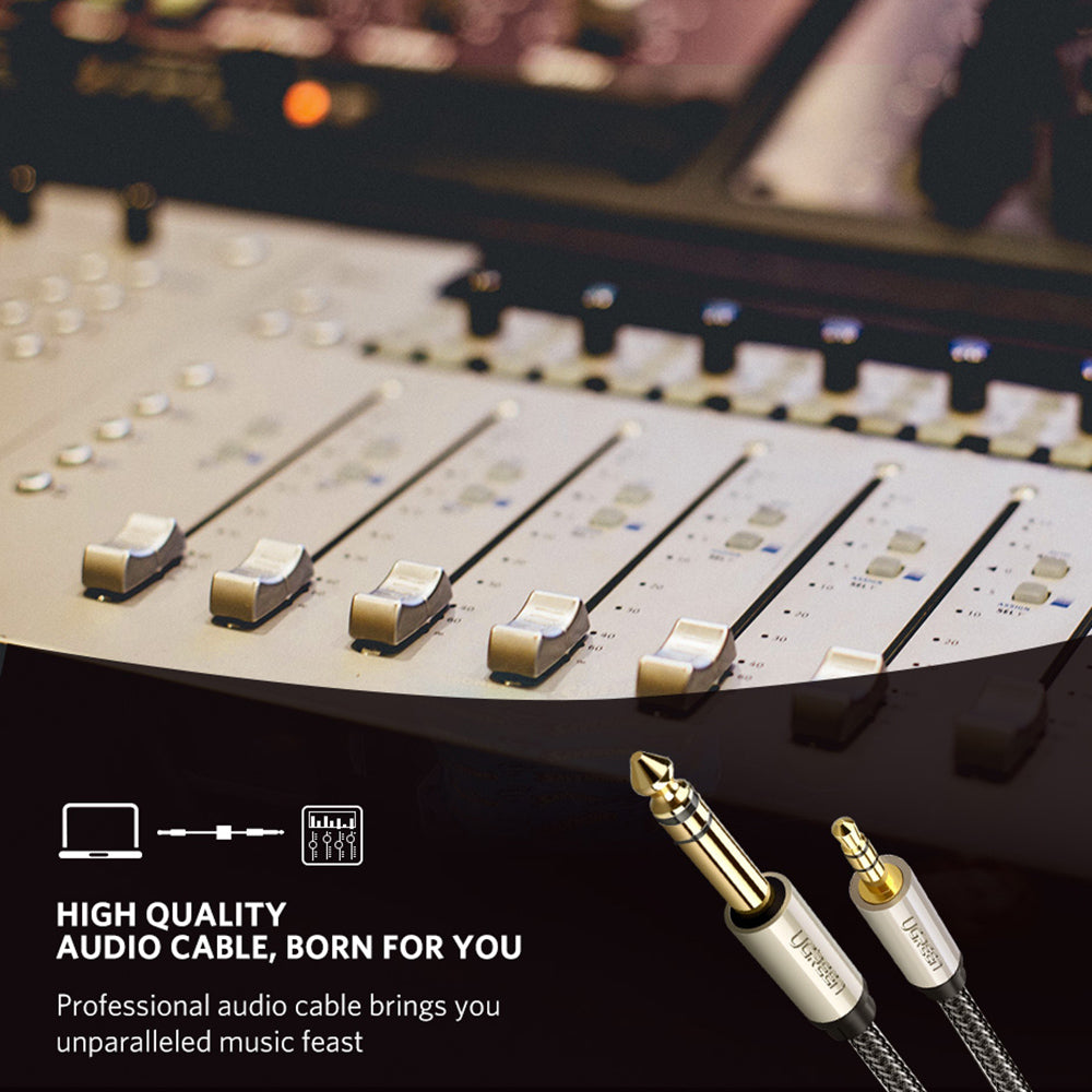 UGREEN 40803 1.5-Meter 3.5mm TRS (1/8 inch) Male to 6.35mm TS (1/4 inch) Male Stereo Headphone Jack Audio Adapter for Cellphones/Amplifiers/Home Theater