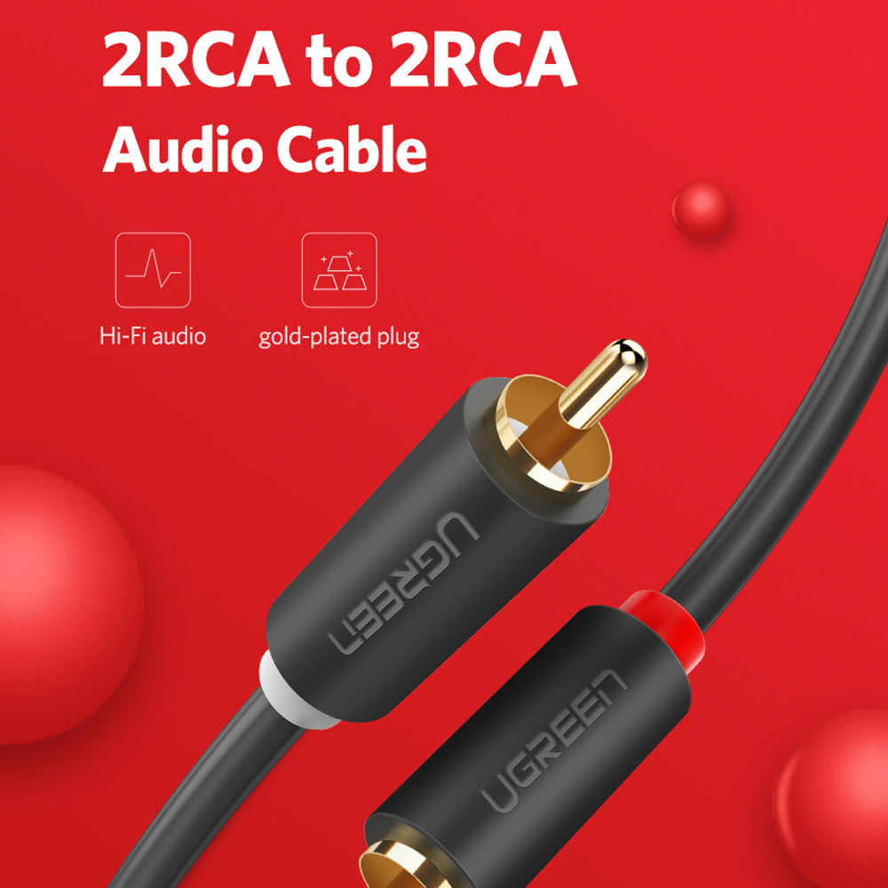 Uniqkart 1m RCA Cable 2RCA to 2 RCA Male to Male Audio Cable for Home Theater DVD TV Amplifier CD Soundbox