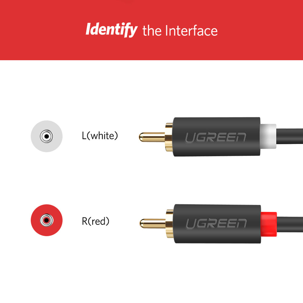 Uniqkart 1m RCA Cable 2RCA to 2 RCA Male to Male Audio Cable for Home Theater DVD TV Amplifier CD Soundbox
