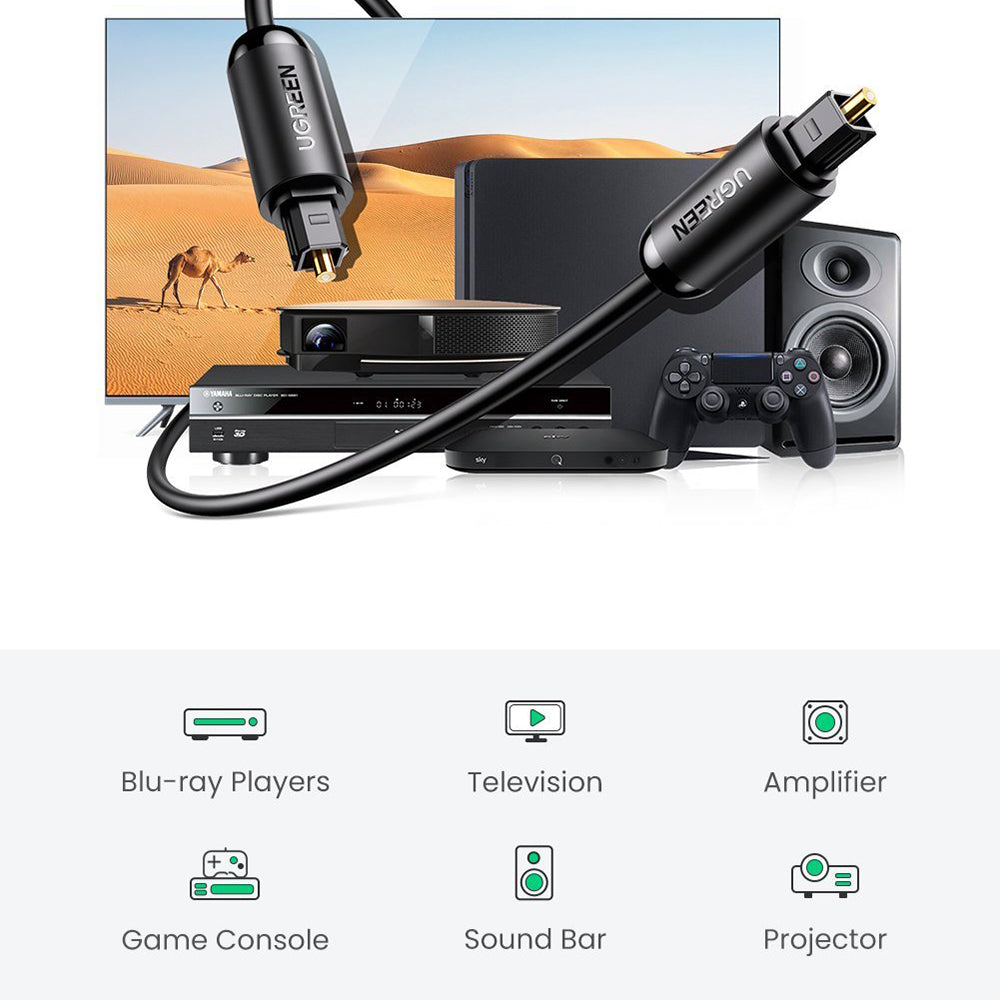 Uniqkart 2m Home Theater Toslink Digital Fiber Optical Audio Cable for Xbox 360 Soundbar Speaker Amplifier