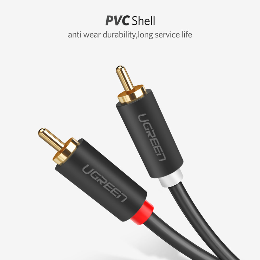Uniqkart 3m 2RCA to 2 RCA Male to Male Double Shielding Audio Cable for Home Theater DVD TV Amplifier CD Soundbox