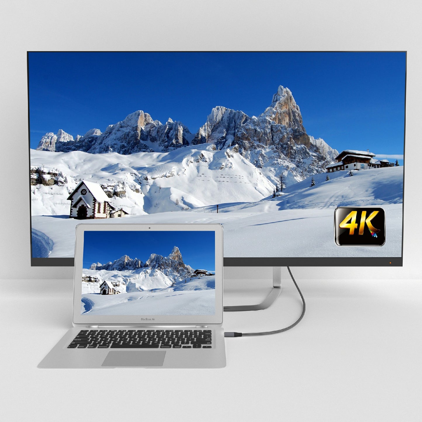 Uniqkart QG-UA13 1.8m Type-C Male to DP Male Nylon Braided Cable 4K/60Hz TV Monitor Connection Cable