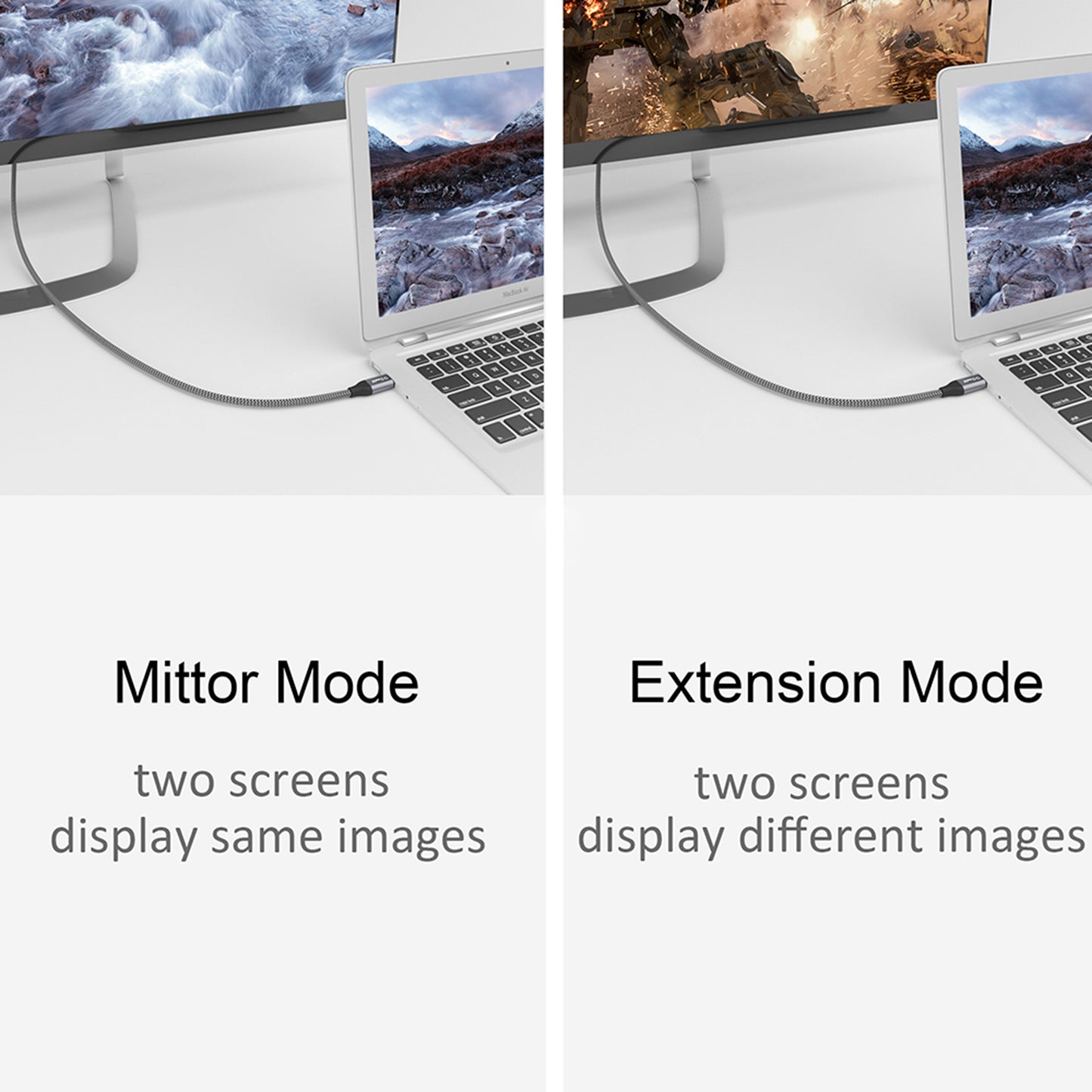 Uniqkart QG-UA13 1.8m Type-C Male to DP Male Nylon Braided Cable 4K/60Hz TV Monitor Connection Cable