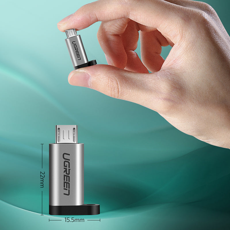 Uniqkart 50590 Mini Micro USB Male to Type-C Female Adapter Portable Type-C Converter with Chain for Mobile Phones Tablets Laptops