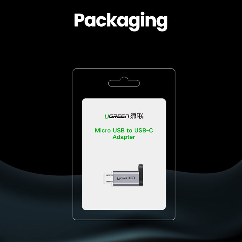 Uniqkart 50590 Mini Micro USB Male to Type-C Female Adapter Portable Type-C Converter with Chain for Mobile Phones Tablets Laptops