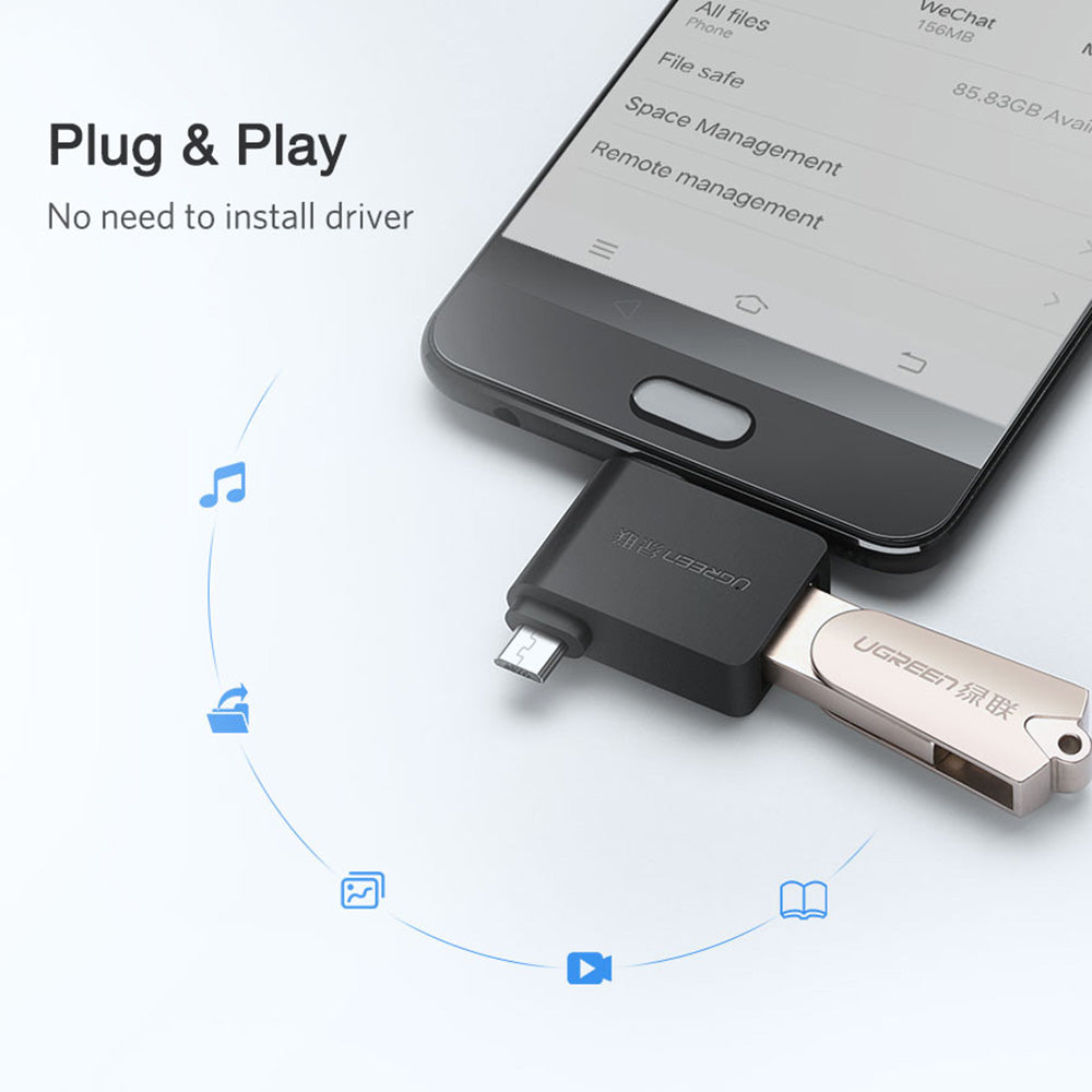 Uniqkart 30453 OTG Adapter 2 in 1 Micro USB Type C to USB 3.0 Adapter USB-C/Micro USB Male to USB Female Converter for Samsung Galaxy S10 Macbook