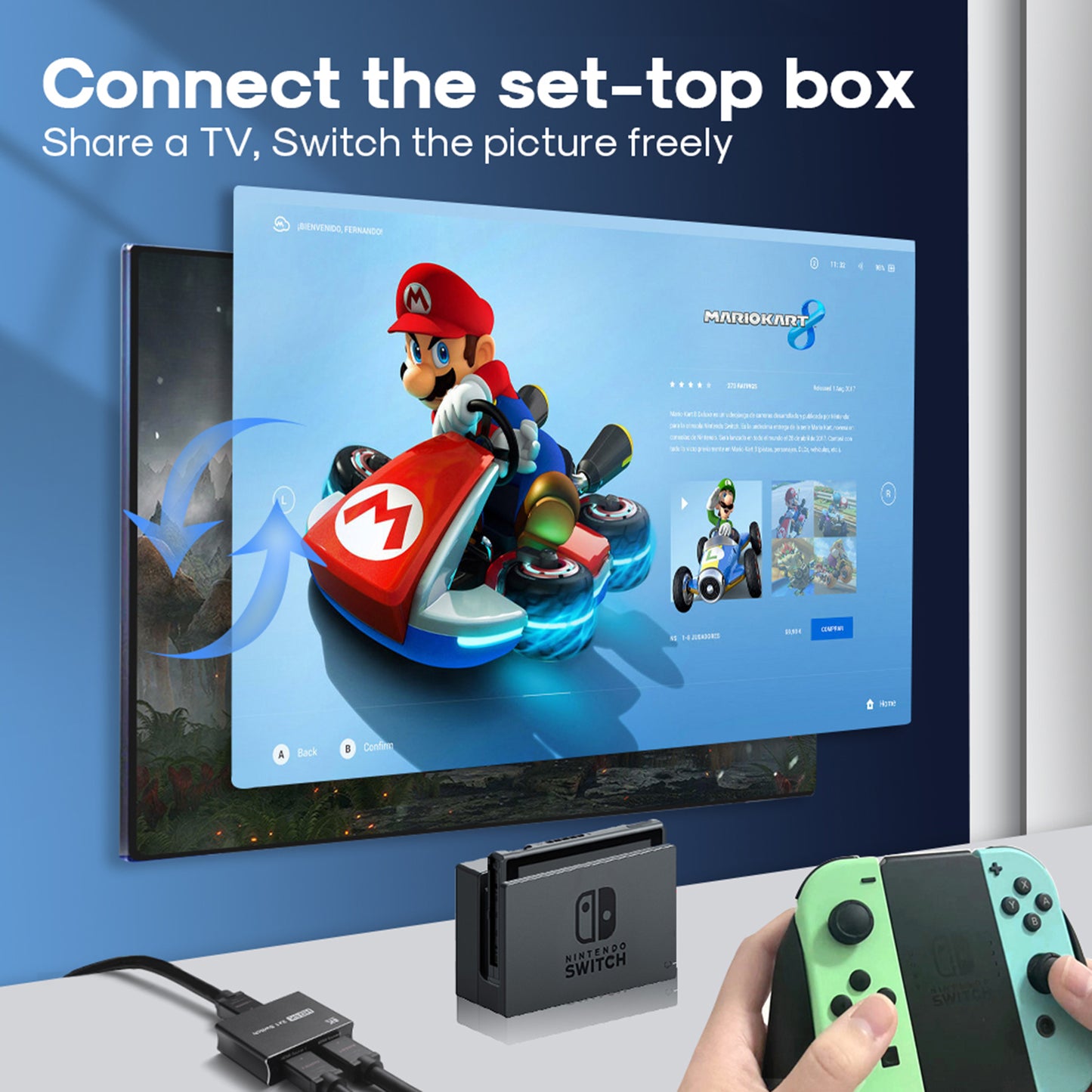 NK-W80 HDMI Switch Video Capture Card High Definition 8K 1080P HDMI Ports DC 5V Output Adapter for Streaming Gaming Teaching