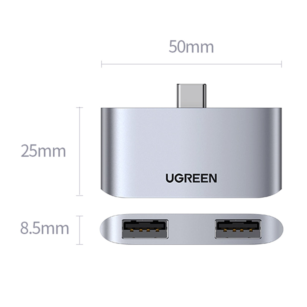 Uniqkart USB Hub Type-C 3.1 to USB 3.0 Dual Port Converter 5Gbps Speed Data Transfer Adapter for Macbook Pro/Mouse/Keyboard/Printer