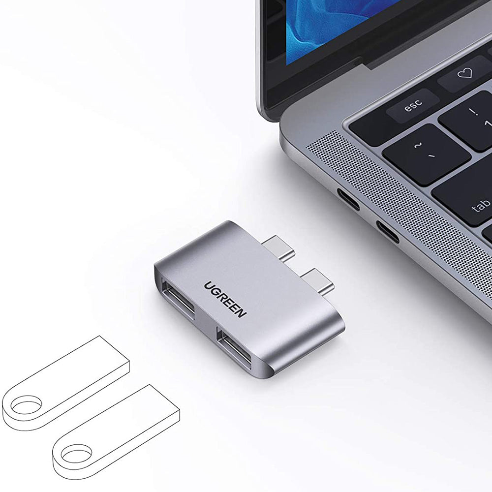Uniqkart USB C to USB Adapter Thunderbolt 3TB Dual USB 3.0 Hub Compatible with MacBook Air M1 2020 2019 2018 MacBook Pro M1 2019 2018 2017