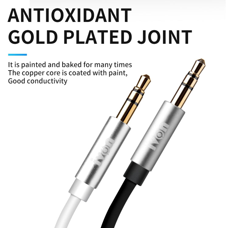 CA55 3.5mm Stereo Audio Cable Extension Cord 1m Long Male to Male Tangle-free AUX Cable for Headphones Home/Car Stereos and More - White