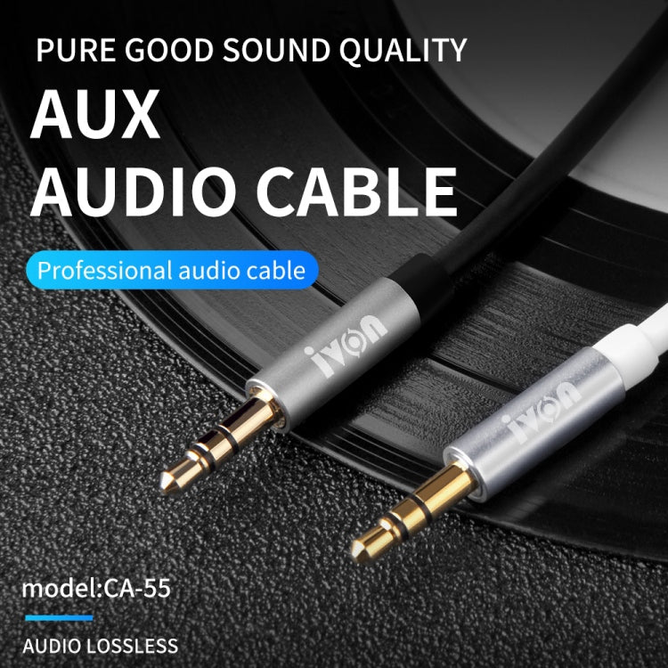 CA55 3.5mm Stereo Audio Cable Extension Cord 1m Long Male to Male Tangle-free AUX Cable for Headphones Home/Car Stereos and More - White