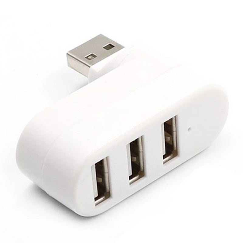 Universal Mini Rotatable 3 Port USB 3.0 Hub High Speed Data Transfer Adapter USB Expander - White