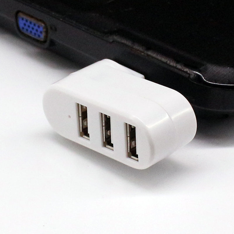 Universal Mini Rotatable 3 Port USB 3.0 Hub High Speed Data Transfer Adapter USB Expander - White