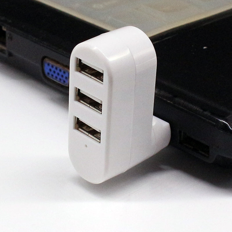 Universal Mini Rotatable 3 Port USB 3.0 Hub High Speed Data Transfer Adapter USB Expander - White