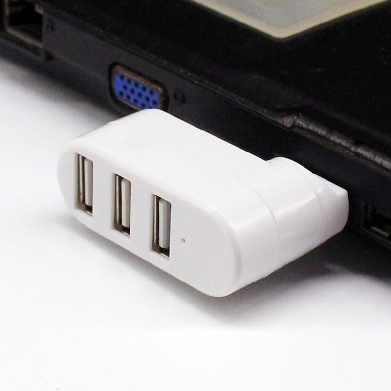 Universal Mini Rotatable 3 Port USB 3.0 Hub High Speed Data Transfer Adapter USB Expander - White