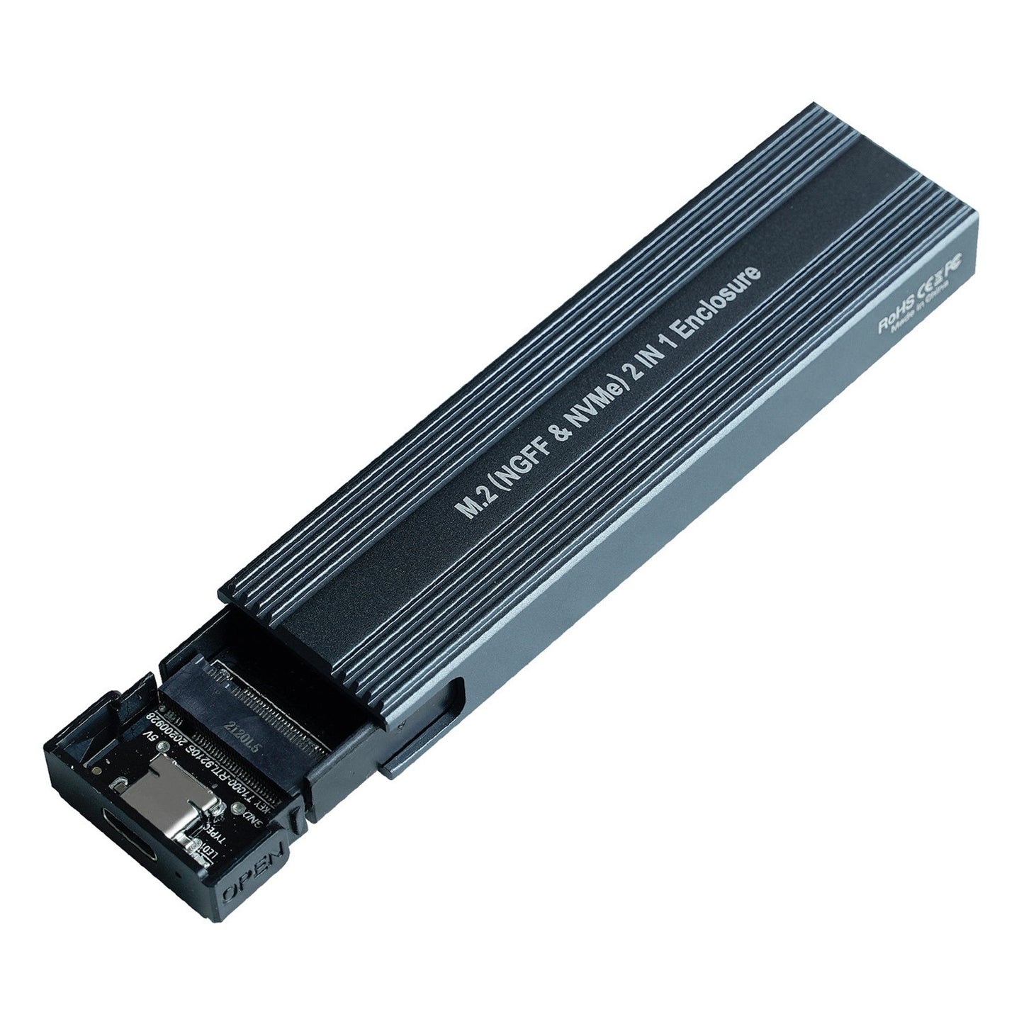 M2 SSD PCIe SATA Disk Dual Protocol NVMe NGFF M.2 SSD Enclosure USB/Type-C 10Gbps Hard Drive Enclosure Adapter - Striped Style