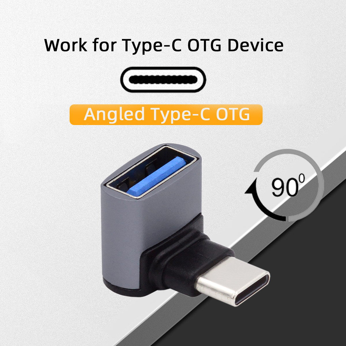 UC-035-UP 90 Degree Up / Down Angled USB Type-C to USB 3.0 Female OTG Adapter for Laptop Tablet Phone