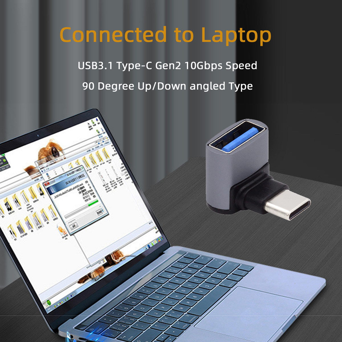 UC-035-UP 90 Degree Up / Down Angled USB Type-C to USB 3.0 Female OTG Adapter for Laptop Tablet Phone