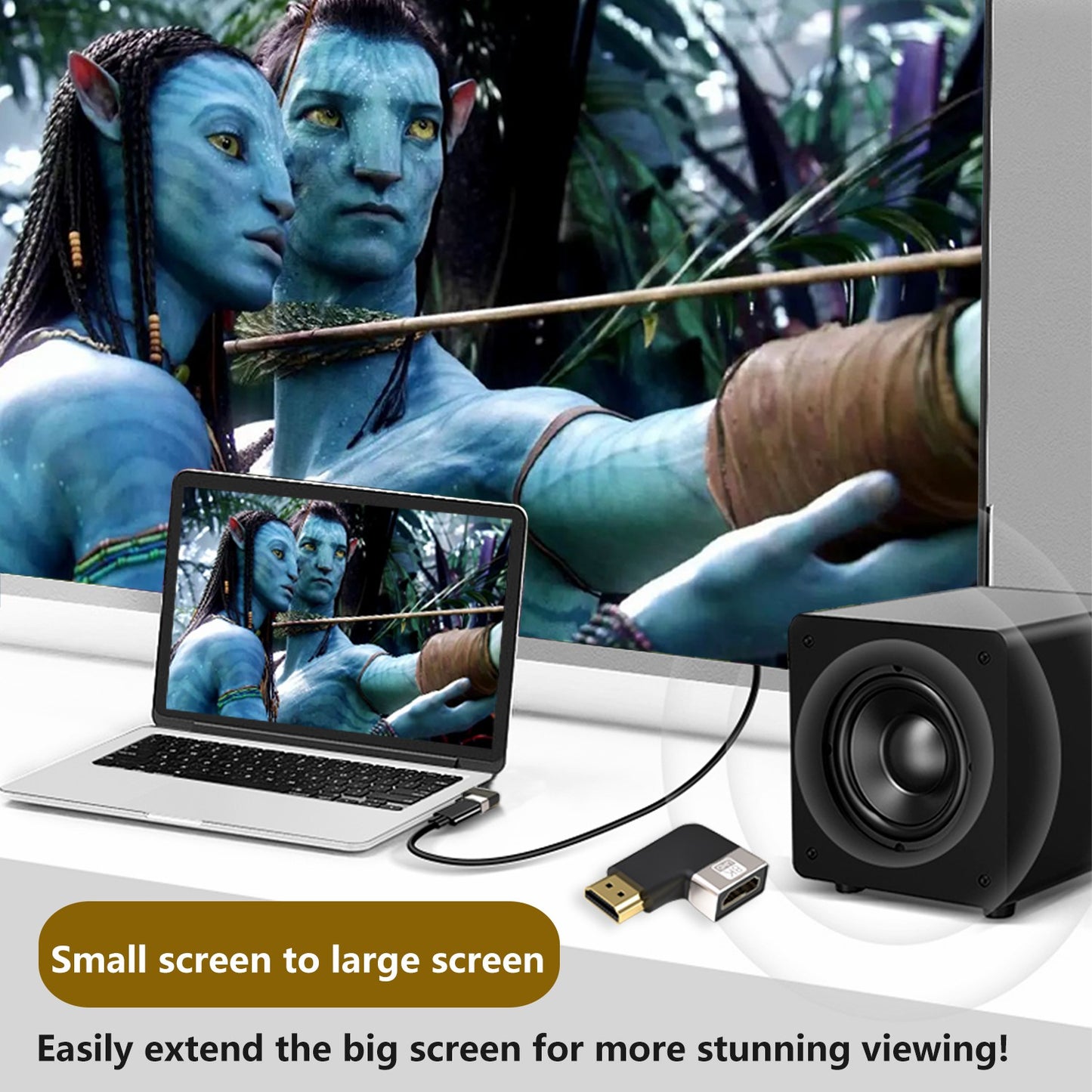 Right Angled Design HDMI Male to Female Adapter HDMI 2.1 Coupler Support 8K 60HZ Home Theater Video HDMI Port Connector