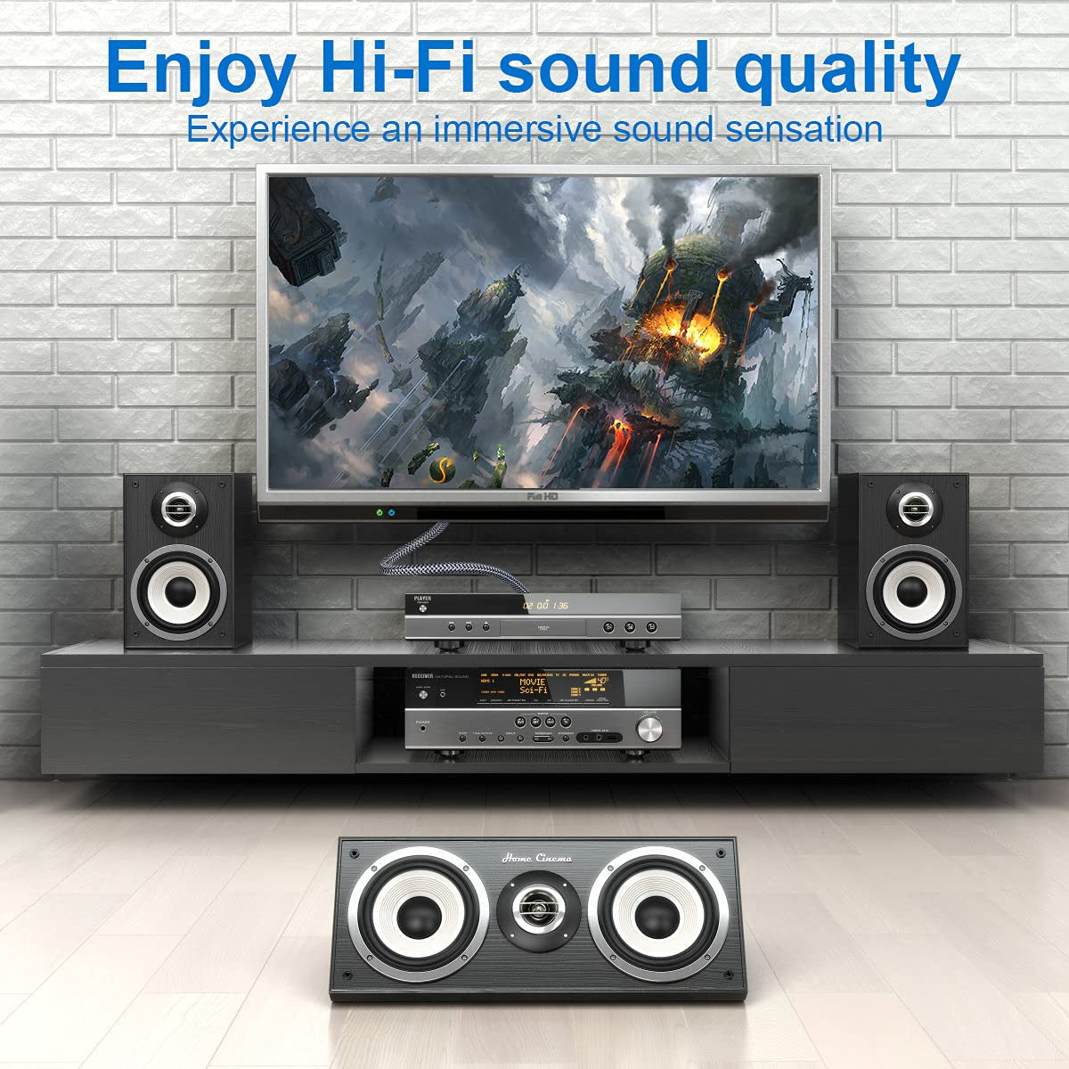 1m Digital Audio SPDIF Coaxial Cable Pure Copper Gold Plated Connector Male to Male RCA to RCA Cable for Home Theater, Subwoofer, Hi-Fi Systems