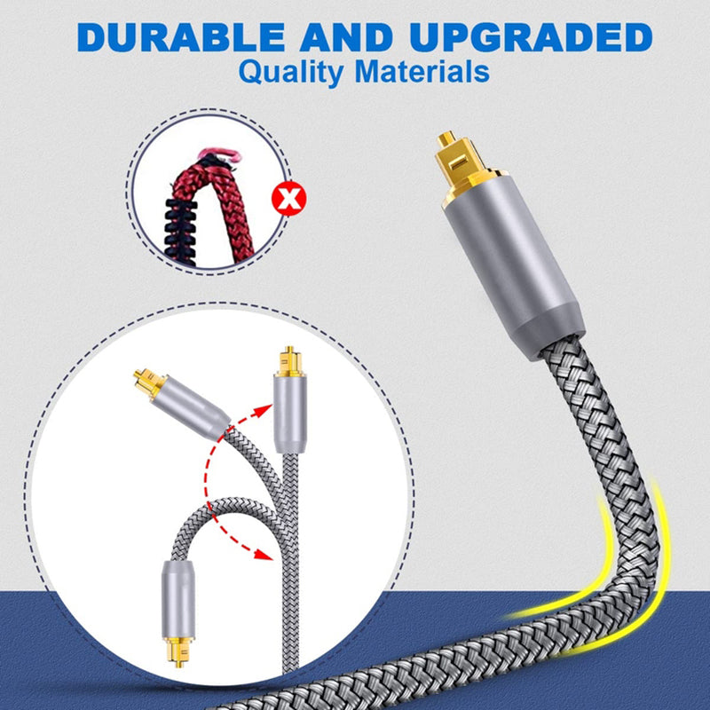 10m Digital Optical Audio Cable for PS4, Xbox, TV, Amplifier, S / PDIF Output Nylon Braided Line Toslink Device Connection Cord (Style A)