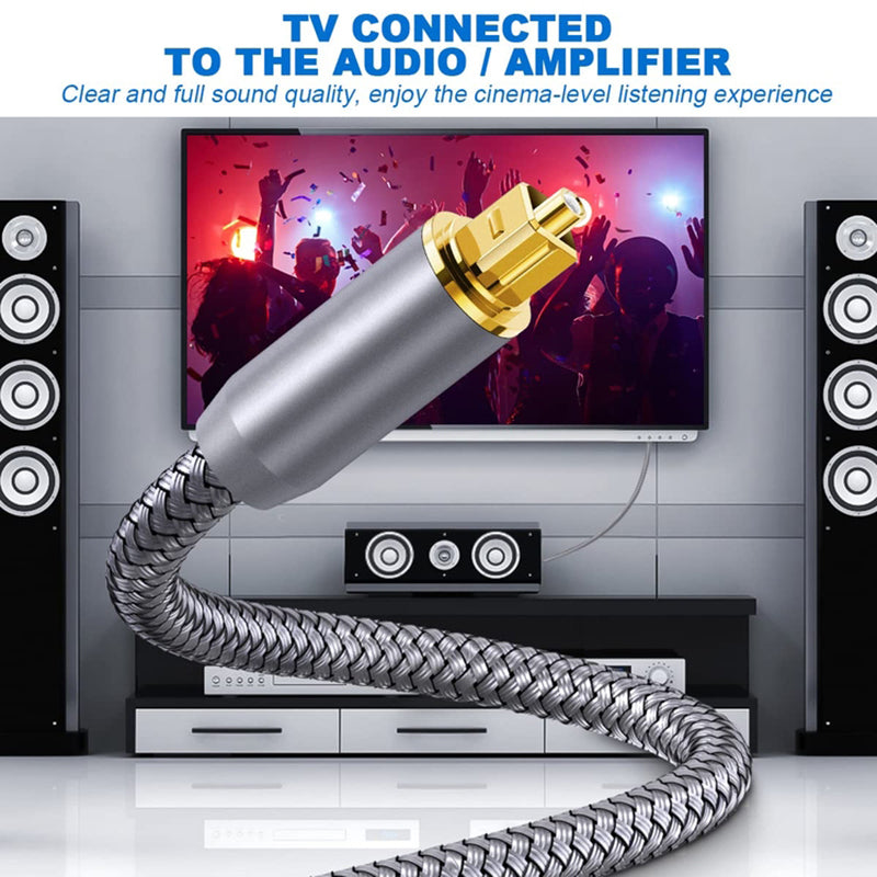 15m Toslink Gold-Plated Optical Cable Digital Optical Audio Cord Strain-Relief Fiber Optic Line for PS4 Xbox (Style A)