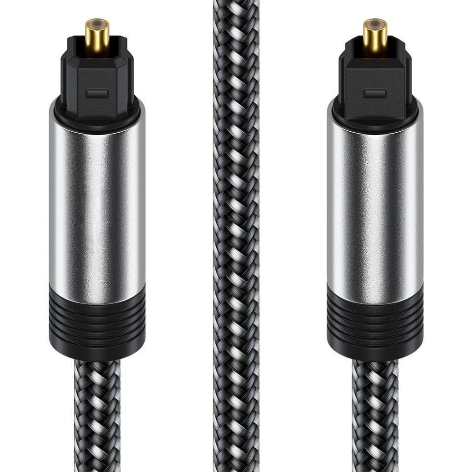 1m Optical Cable Nylon Braided SPDIF Gold-Plated Plug Digital Audio Fiber Optic Cord Toslink Compatible with Soundbar, TV (Style B)