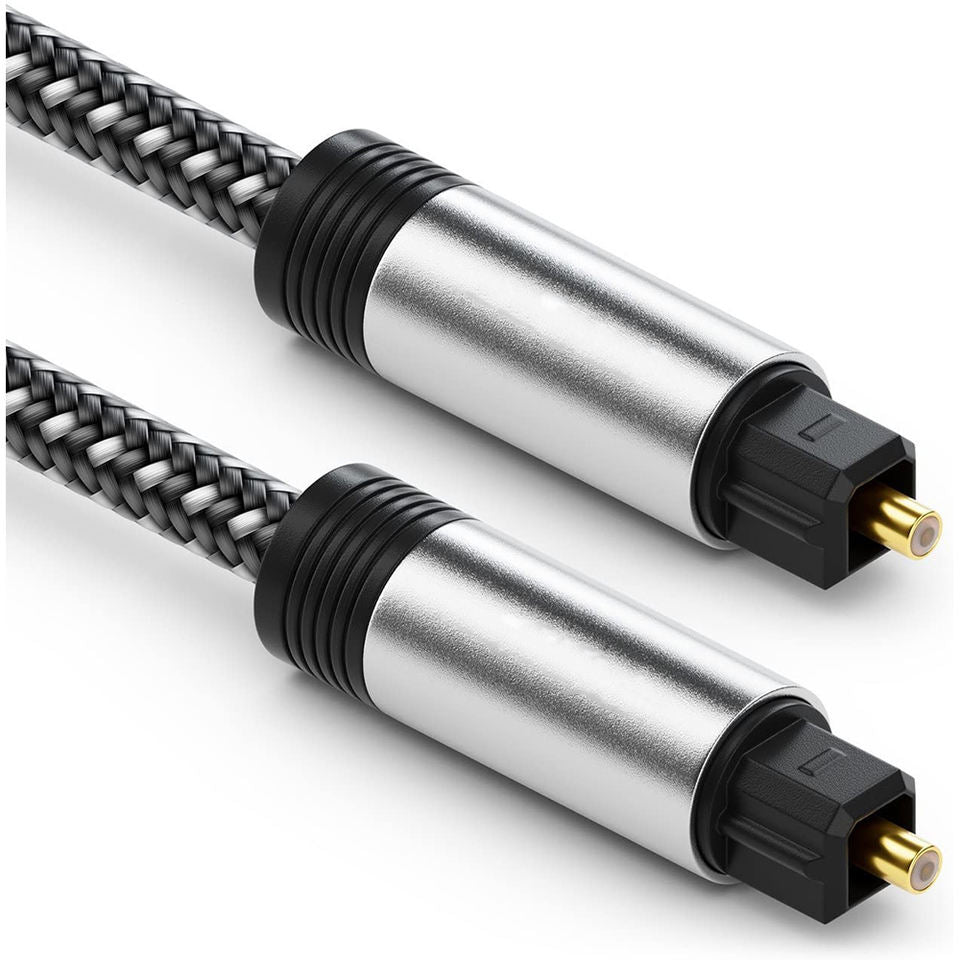 1m Optical Cable Nylon Braided SPDIF Gold-Plated Plug Digital Audio Fiber Optic Cord Toslink Compatible with Soundbar, TV (Style B)