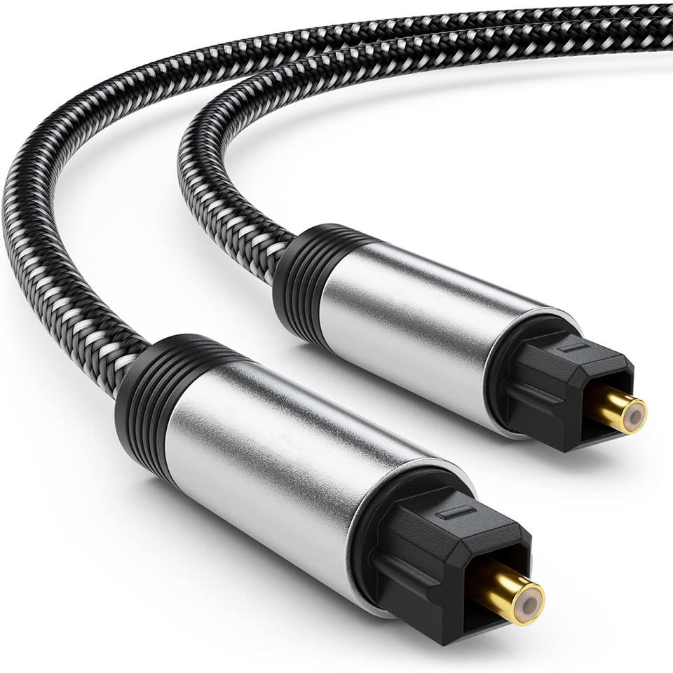 1.5m Toslink Digital Optical Audio Cable SPDIF 24K Gold-Plated Connector Nylon Braided Jacket Cord (Style B)
