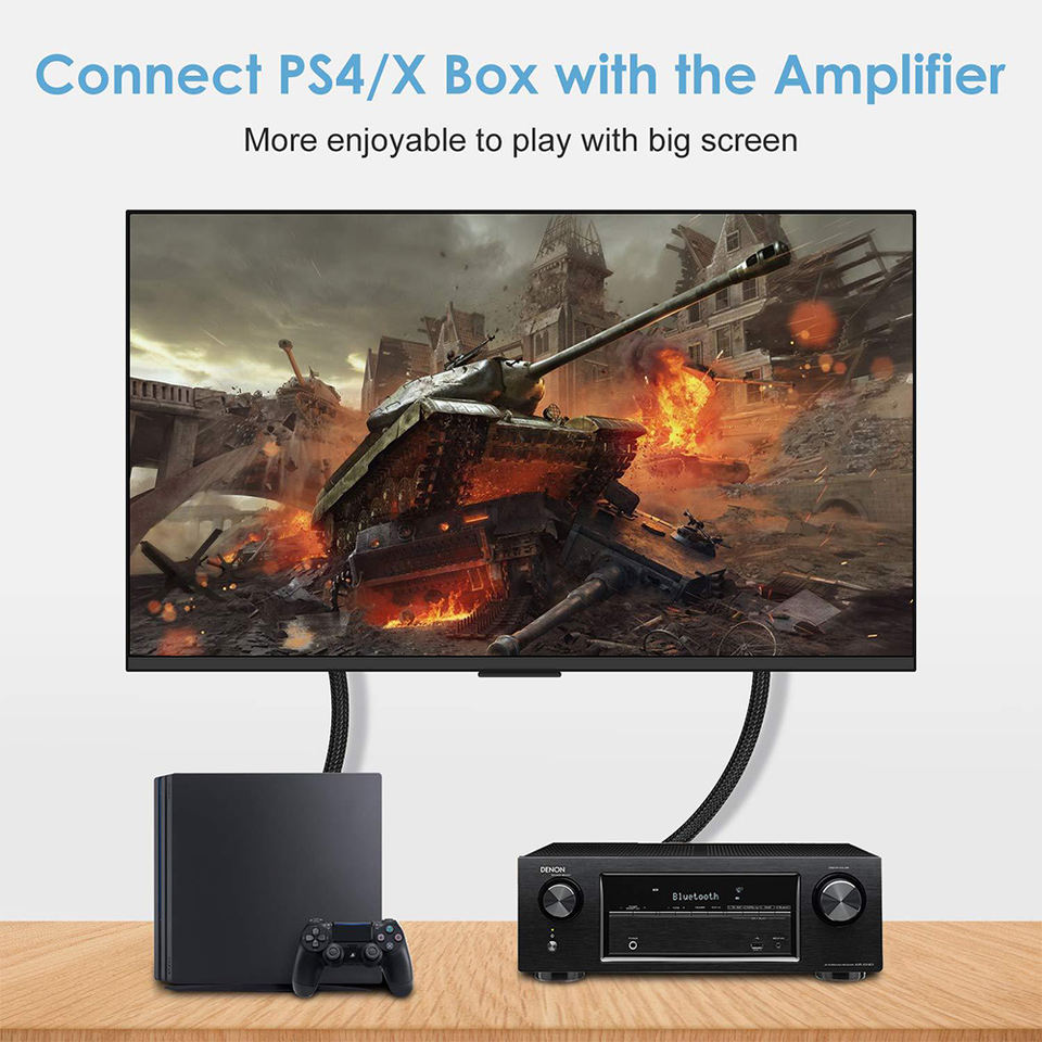 10m Optical Audio Cable Digital Optical Fiber Toslink Line 24K Gold-Plated Nylon Braided SPDIF Audio Wire for Home Theater, Amplifier, TV (Style B)