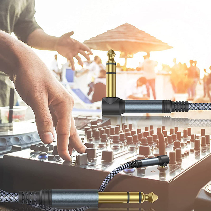 1.5m Musical Instrument Shielded Cord Gold Plated 6.35mm Male to Male Right Angle 1 / 4" TRS Audio Cable