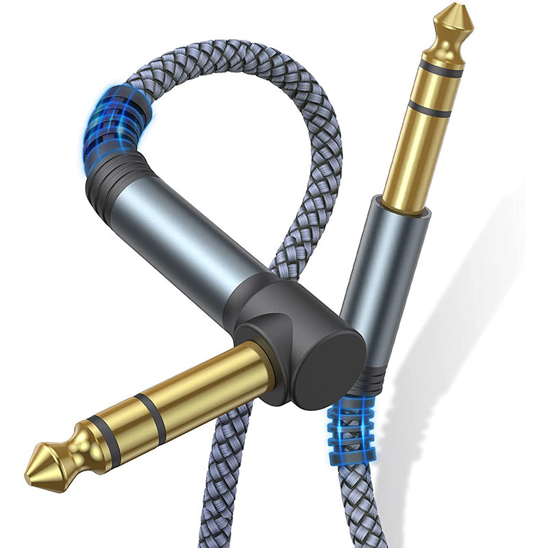 10m 6.35mm Male to Male 90 Degree Elbow 1 / 4" TRS Gold Plated Audio Cable Musical Instrument Cord