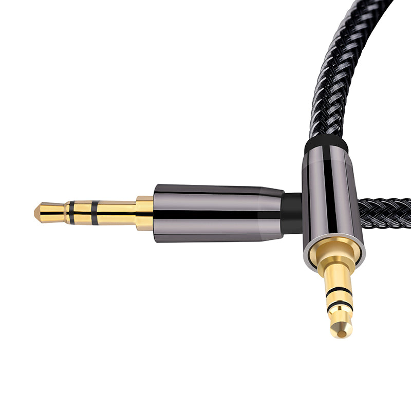1.5m Gold-Plated Aux Cord 3.5mm Male to Male Stereo Audio Cable Compatible with Headphone, Tablet, Speaker