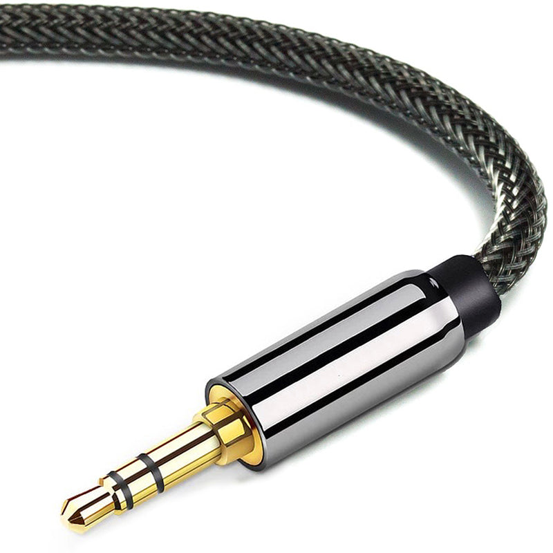 1.5m Gold-Plated Aux Cord 3.5mm Male to Male Stereo Audio Cable Compatible with Headphone, Tablet, Speaker