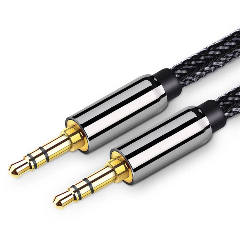 1.5m Gold-Plated Aux Cord 3.5mm Male to Male Stereo Audio Cable Compatible with Headphone, Tablet, Speaker