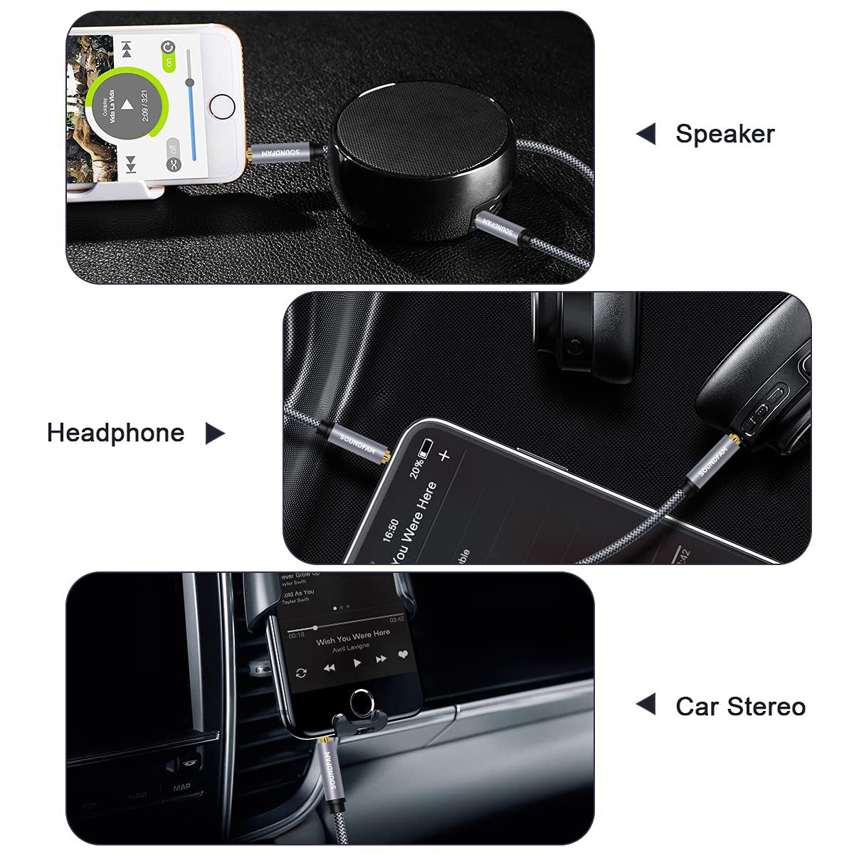 1m 3.5mm Male to Male Audio Aux Cable HiFi Stereo TRRS Audio Extension Cable for Microphone Speaker Headphone