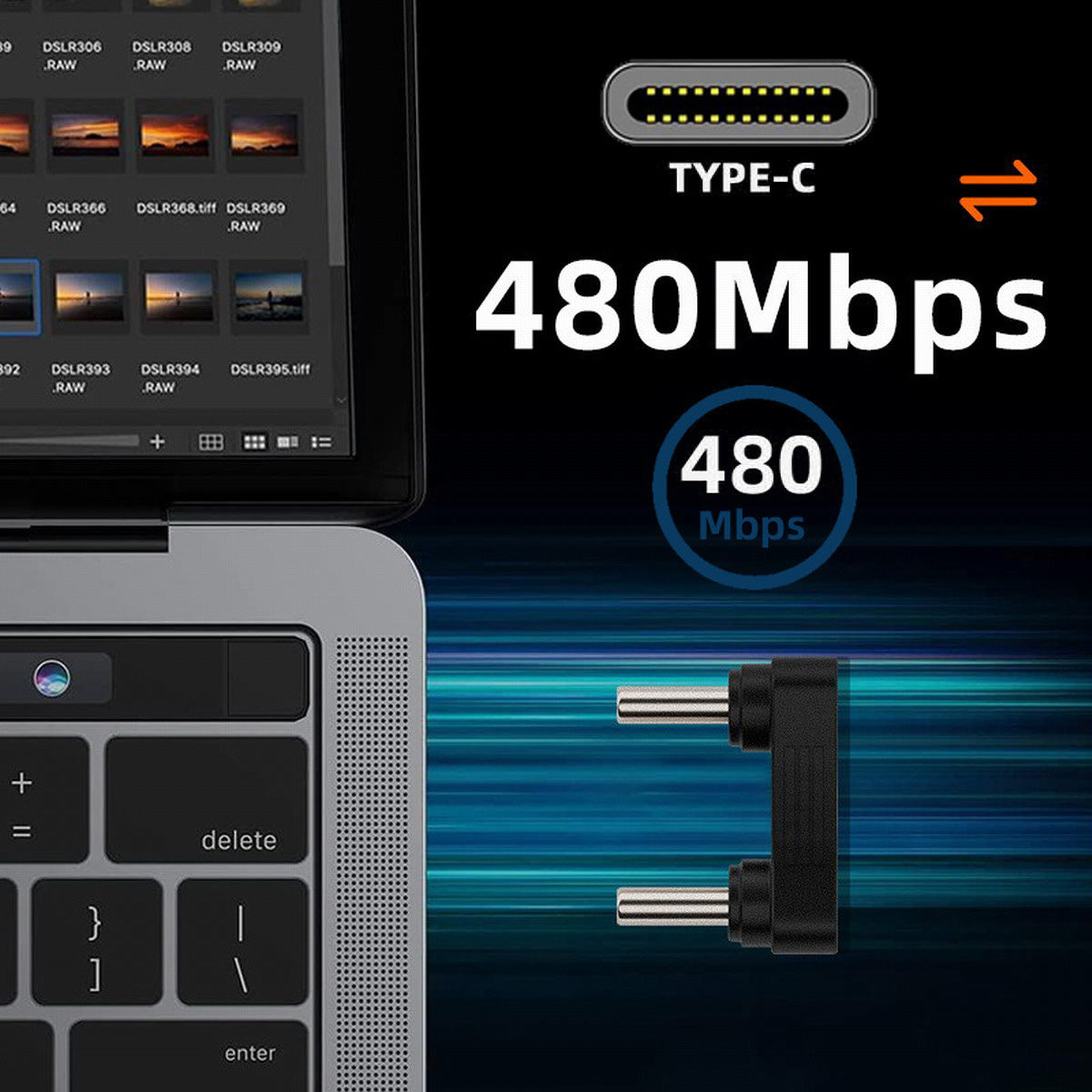 UC-009-MM Elbow U-Shape Dual-Head USB-C Adapter 480Mbps Fast Transmission Type-C Male to Male Coupler Extender Converter