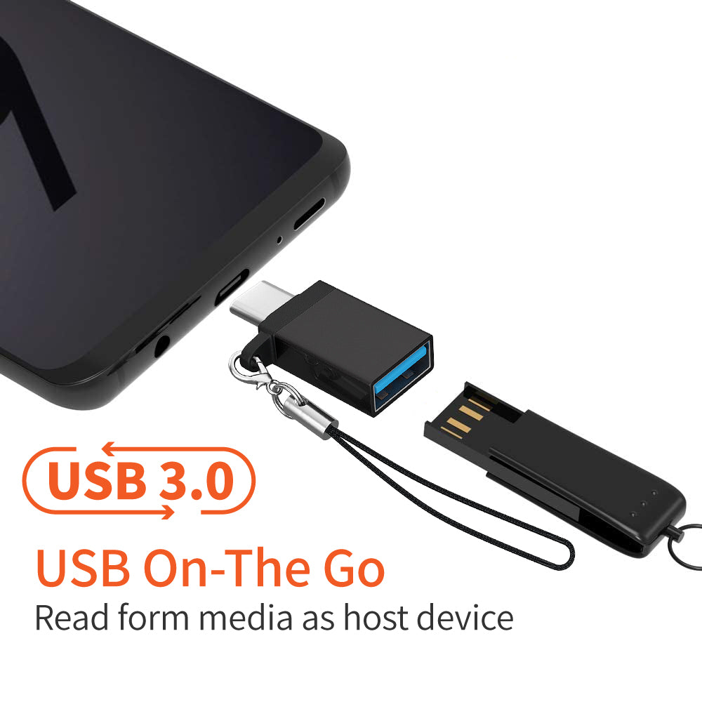 Type-C Male to USB 3.0 Female Adapter 5Gbps Data Transmission Converter for Laptop Computer - Black