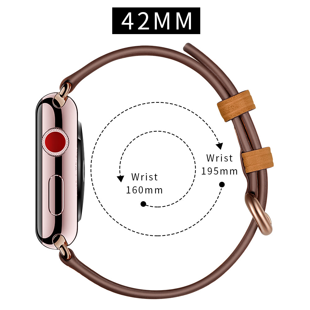 Genuine Leather Watch Strap Smart Watch Band Watchband for Apple Watch Series 8 45mm / Ultra 49mm / 7 45mm / Series 1 / 2 / 3 42mm / Series 4 / 5 / 6 / SE / SE (2022) 44mm - Brown