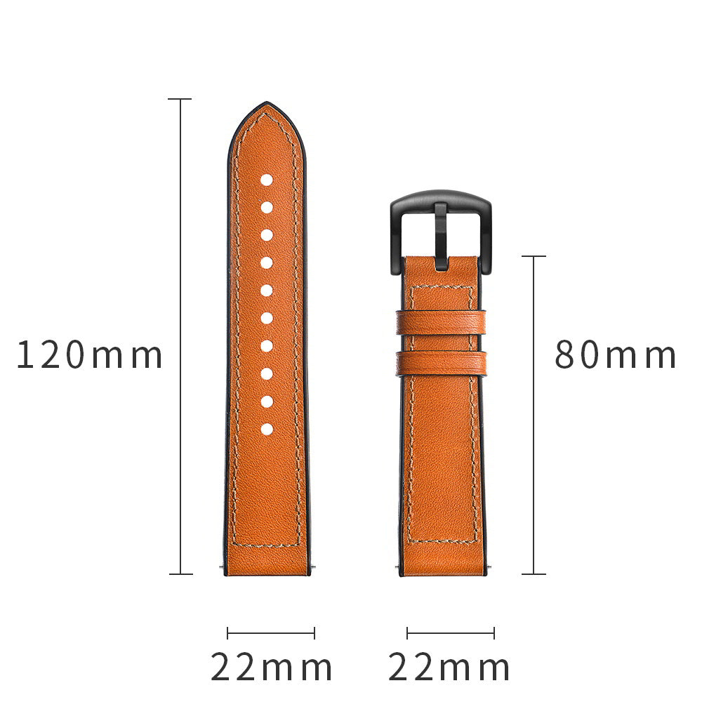 For Samsung Galaxy Watch 46mm Silicone Cowhide Leather GW-Titanium Silver 22mm Watch Band - Orange
