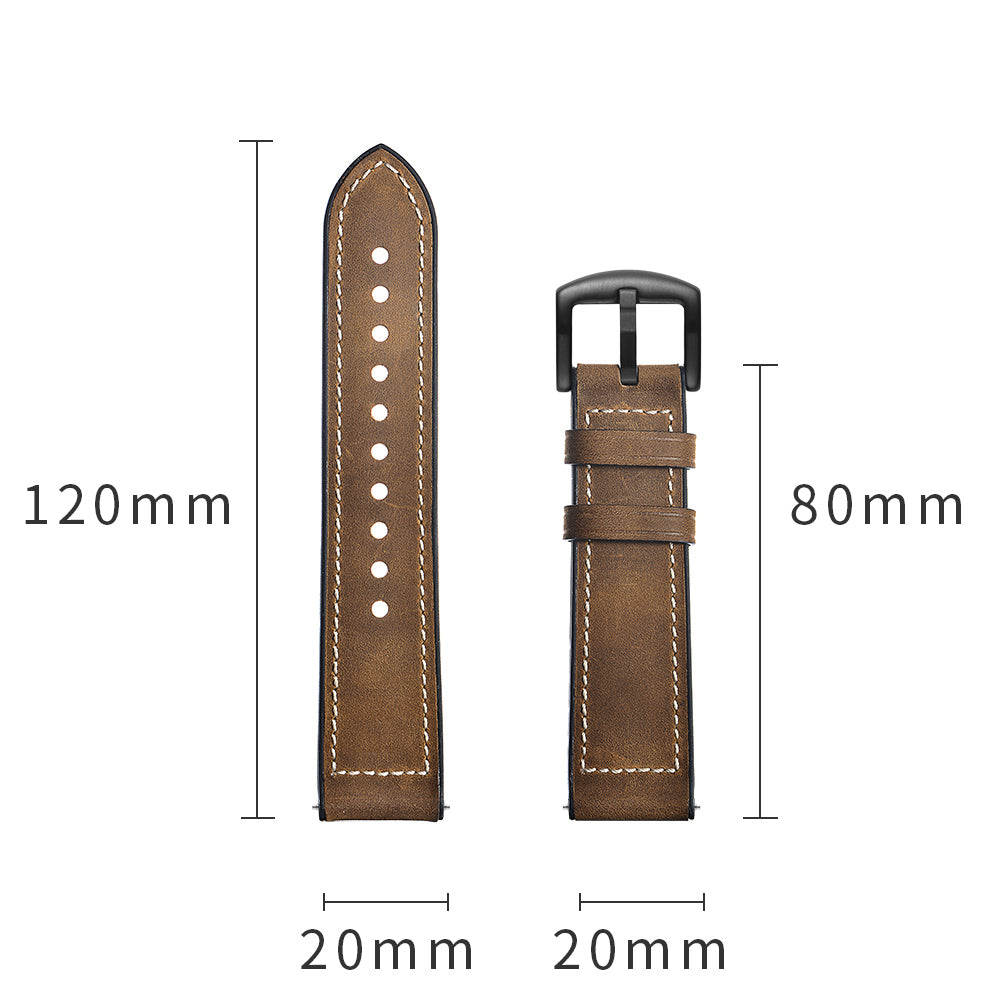 for Samsung Galaxy Watch4 Classic 46mm 42mm/Galaxy Watch4 44mm 40mm/Galaxy Watch 42mm 20mm Silicone Cowhide Leather GW-Rose Gold Style Watch Band - Brown